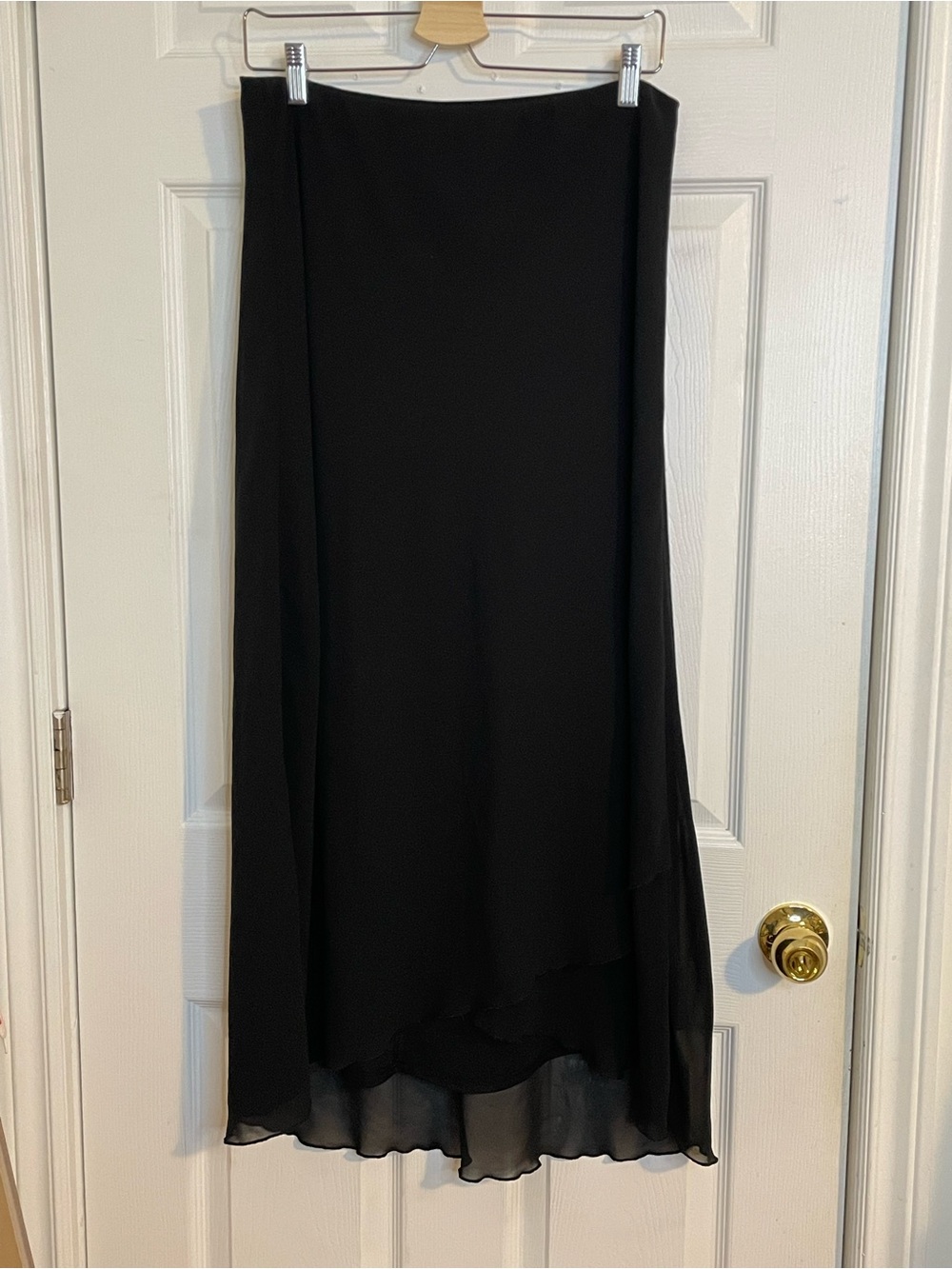 Tradition Black Chiffon Asymmetric Tulip Hem Maxi Midi Skirt Size 14/L